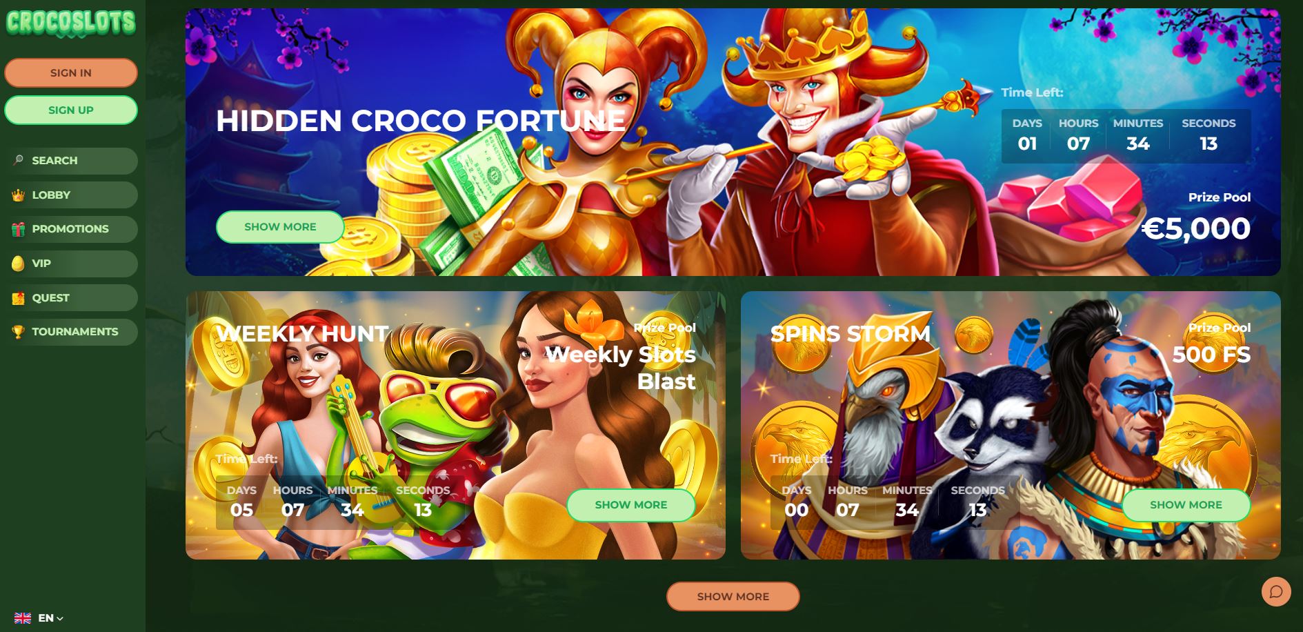 CrocoSlots Casino Tournaments